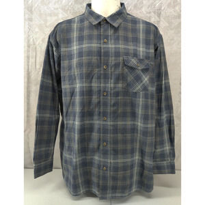 Redhead‎ Shirt Men 3XL Blue Gray Plaid Button Long Sleeve Flap Pocket
